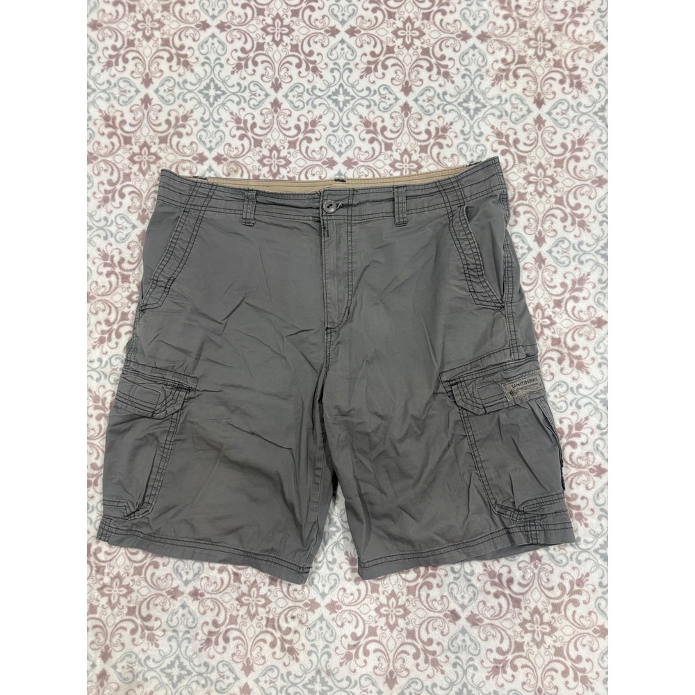 Unionbay Mens Charcoal Gray Cargo Shorts Size 38 Cotton Blend Stretch Utility